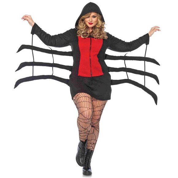Plus Cozy Black Widow Costume Dress Womens Size 3X 4X Halloween Fleece Top - Picture 3 of 9